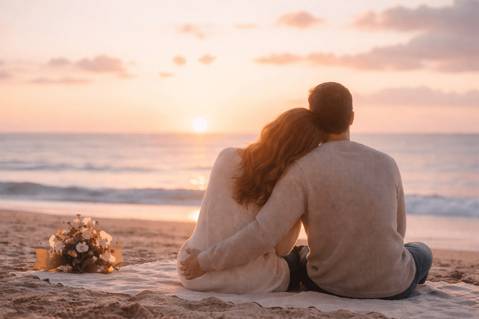 Couple silhouette at sunset — connected and intentional